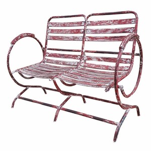 Casa Padrino Jugendstil Schmiedeeisen Gartenbank Antik Rot 100 cm - Garten M�bel