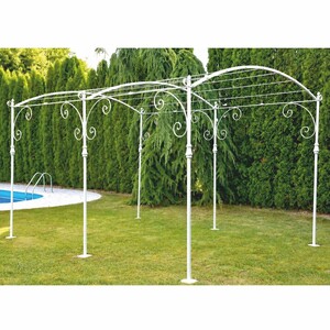 Casa Padrino Jugendstil Schmiedeeisen Pergola Wei� 300 cm - Schmiedeeisen Garten & Terrassen M�bel