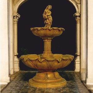 Casa Padrino Barock Springbrunnen Antik Beige  145 x H. 215 cm - Prunkvoller Gartenbrunnen