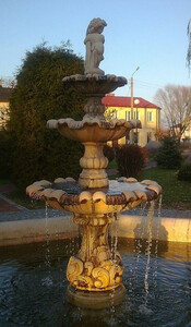 Casa Padrino Jugendstil Springbrunnen Grau  100 x H. 190 cm - Prunkvoller Gartenbrunnen - Gartendeko Brunnen - Barock & Jugendstil Garten Deko Accessoires