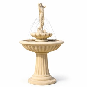 Casa Padrino Jugendstil Springbrunnen Dame Sandfarben  92 x H. 172 cm - Garten Deko