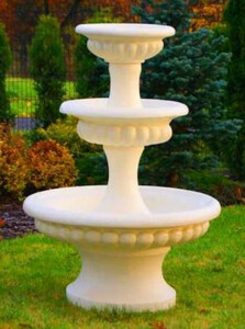 Casa Padrino Barock Springbrunnen Sandfarben  120 x H. 171 cm - Prunkvoller Gartenbrunnen - Gartendeko Brunnen - Barock & Jugendstil Garten Deko Accessoires