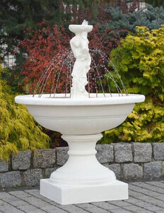 Casa Padrino Jugendstil Springbrunnen Dame Wei�  102 x H. 136 cm - Prunkvoller Gartenbrunnen - Gartendeko Brunnen - Barock & Jugendstil Garten Deko Accessoires