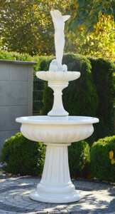 Casa Padrino Jugendstil Springbrunnen Dame Wei�  94 x H. 209 cm - Prunkvoller Gartenbrunnen - Gartendeko Brunnen - Barock & Jugendstil Garten Deko Accessoires