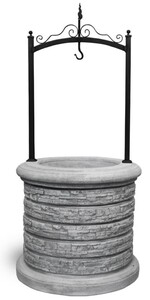 Casa Padrino Jugendstil Gartenbrunnen Grau / Schwarz  105 x H. 219 cm