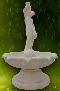 Casa Padrino Jugendstil Springbrunnen Grau  145 x H. 215 cm - Prunkvoller Gartenbrunnen - Gartendeko Brunnen - Barock & Jugendstil Garten Deko Accessoires