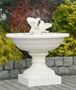 Casa Padrino Jugendstil Springbrunnen Tauben Wei  102 x H. 110 cm - Prunkvoller Gartenbrunnen - Gartendeko Brunnen - Barock & Jugendstil Garten Deko Accessoires