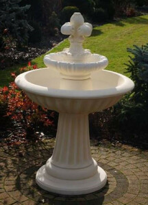 Casa Padrino Jugendstil Springbrunnen Lilie Wei�  92 x H. 136 cm - Prunkvoller Gartenbrunnen - Gartendeko Brunnen - Barock & Jugendstil Garten Deko Accessoires