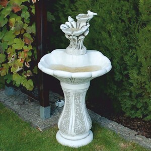 Casa Padrino Jugendstil Springbrunnen Wei� / Grau H. 111 cm - Eleganter Gartenbrunnen