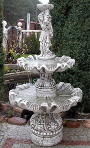 Casa Padrino Jugendstil Springbrunnen Grau  92 x H. 161 cm - Prunkvoller Gartenbrunnen - Gartendeko Brunnen - Barock & Jugendstil Garten Deko Accessoires
