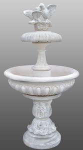 Casa Padrino Jugendstil Springbrunnen mit dekorativen Tauben Wei�  96 x H. 175 cm - Barock & Jugendstil Gartenbrunnen