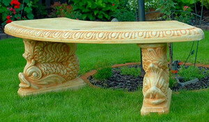 Casa Padrino Stein Gartenbank Sandfarben / Beige 156 x 46 x H. 49 cm - Gebogene Garten Sitzbank im orientalischen Stil - Stein Garten Bank - Garten M�bel im orientalischen Stil