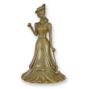 Casa Padrino Jugendstil Tischglocke Dame mit Golfschl�ger Bronze H. 16,8 cm