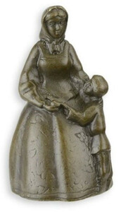 Casa Padrino Jugendstil Tischglocke Frau mit Kind Bronzefarben  3,9 x H. 6,9 cm - Tischklingel Service Glocke aus Bronze - Hotel & Gastronomie Accessoires
