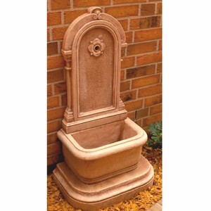 Casa Padrino Jugendstil Wandbrunnen Antik Creme Braun H. 113 cm - Brunnen Gartenbrunnen Steinbrunnen