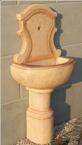 Casa Padrino Jugendstil Wandbrunnen Beige 51 x 36 x H. 136 cm - Eleganter Gartenbrunnen - Gartendeko Stein Brunnen - Barock & Jugendstil Garten Deko Accessoires