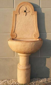Casa Padrino Jugendstil Wandbrunnen Beige 61 x 36 x H. 148 cm - Eleganter Gartenbrunnen - Gartendeko Stein Brunnen - Barock & Jugendstil Garten Deko Accessoires