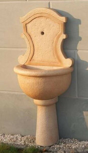 Casa Padrino Jugendstil Wandbrunnen Beige 55 x 36 x H. 128 cm - Eleganter Gartenbrunnen - Gartendeko Stein Brunnen - Barock & Jugendstil Garten Deko Accessoires