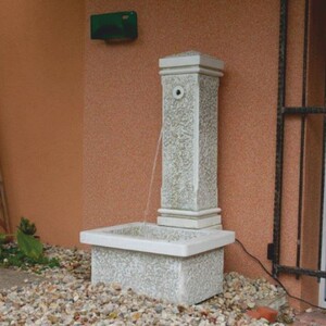 Casa Padrino Jugendstil Wandbrunnen Wei� / Grau H. 120 cm - Garten Deko Brunnen