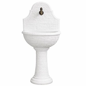 Casa Padrino Jugendstil Wandbrunnen Wei� / Antik Messing H. 122 cm - Garten Accessoires