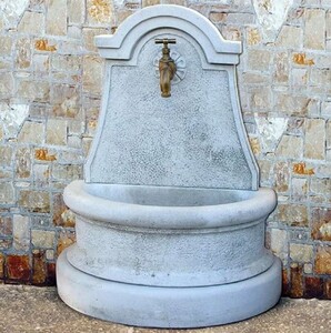 Casa Padrino Jugendstil Wandbrunnen Grau / Antik Messing H. 80 cm - Made in Italy