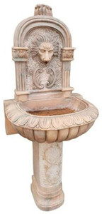 Casa Padrino Luxus Jugendstil Marmor Wandbrunnen Rosa - Prunkvoller Gartenbrunnen - Gartendeko Brunnen - Barock & Jugendstil Garten Deko Accessoires