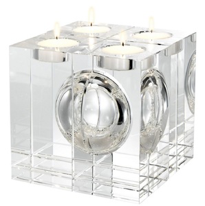 Casa Padrino Luxus Kristallglas Teelichthalter Set 10 x 10 x H. 20 cm - Deko Accessoires - Luxus Qualitt