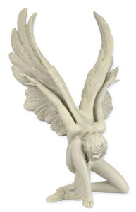 Casa Padrino Kunstharz Dekofigur Engel Creme 20,5 x 21,2 x H. 34,1 cm - Elegante Kunstharz Deko Skulptur - Schreibtisch Deko - Wohnzimmer Deko