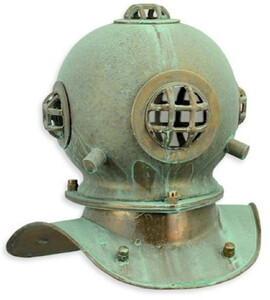 Casa Padrino Deko Antik Stil Taucherhelm Mintgrn korrodiert / Kupferfarben 20,6 x 17,2 x H. 20,5 cm - Wohnzimmer Deko - Schreibtisch Deko