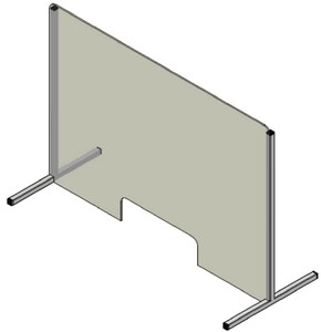 Casa Padrino Kunststoff Covid-19 Trennscheibe mit Durchreiche und Edelstahl Gestell Transparent / Silber 60 x H. 80 cm - Schreibtisch Theken Spuckschutz Corona Sicherheitsscheibe