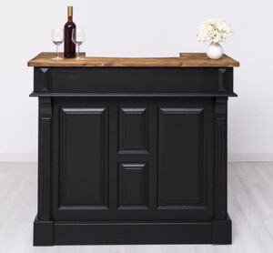 Casa Padrino Landhausstil Bar Theke Schwarz / Braun 120 cm - Bar M�bel