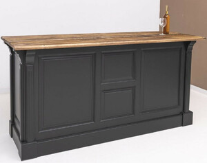 Casa Padrino Landhausstil Bar Theke Schwarz / Braun 191 x 68 x H. 95 cm - Massivholz Thekentisch - Bartisch - Massivholz Bar M�bel im Landhausstil