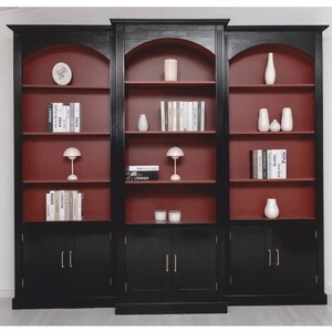 Casa Padrino Landhausstil B�cherschrank 3er Set Schwarz / Bordeauxrot - Landhausstil M�bel