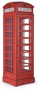 Casa Padrino Landhausstil Bcherschrank Telefonzelle Antik Rot 55 x 51,5 x H. 180 cm - Telefonzellen Regalschrank im englischen Stil - Wohnzimmer Mbel im Landhausstil - Landhausstil Mbel