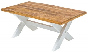 Casa Padrino Landhausstil Couchtisch Naturfarben / Wei� 110 x 60 x H. 45 cm - Handgefertigter Massivholz Wohnzimmertisch - Wohnzimmer M�bel im Landhausstil