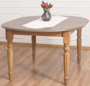 Casa Padrino Landhausstil Esstisch Grau / Hellbraun 160 x 120 x H. 78 cm - Ovaler massivholz K�chentisch mit Eichenholz Tischplatte