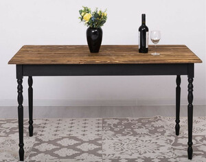 Casa Padrino Landhausstil Esstisch Dunkelbraun / Schwarz 140 x 70 x H. 78 cm - Massivholz K�chentisch - Landhausstil Esszimmer M�bel