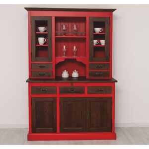 Casa Padrino Landhausstil Esszimmer Schrank Rot / Dunkelbraun 138 x 50 x H. 197 cm - Esszimmer Mbel
