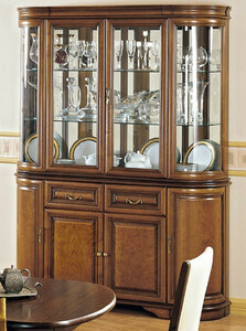 Casa Padrino Luxus Esszimmerschrank Braun 159,5 x 42 x H. 212,5 cm - Massivholz K�chenschrank - 2 Teiliger Vitrinenschrank - Luxus Massivholz Esszimmer M�bel