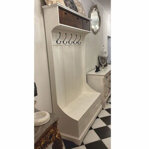 Casa Padrino Landhausstil Garderobe Wei� / Dunkelbraun 140 x 50 x H. 220 cm - Ausstellungsst�ck