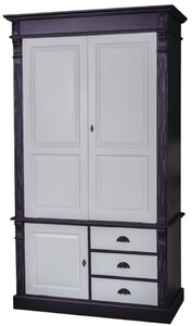 Casa Padrino Landhausstil Kleiderschrank Antik Schwarz / Grau 120 x 59 x H. 210 cm - Massivholz Schlafzimmerschrank mit 3 T�ren und 3 Schubladen - Landhausstil Schlafzimmerm�bel