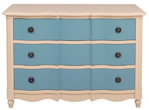 Casa Padrino Landhausstil Kommode mit 3 Schubladen Beige / Blau 130 cm - Landhausstil M�bel