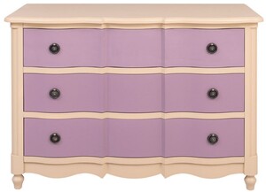 Casa Padrino Landhausstil Kommode mit 3 Schubladen Beige / Lila 130 cm - Landhausstil M�bel