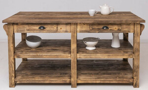 Casa Padrino Landhausstil K�cheninsel Braun 180 x 85 x H. 90 cm - Massivholz K�cheninsel mit 4 Schubladen - Esszimmer M�bel - K�chen M�bel - Landhausstil M�bel