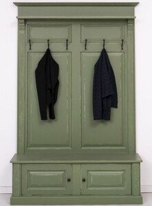 Casa Padrino Landhausstil Massivholz Garderobenschrank Antik Grn 140 x 41 x H. 210 cm - Wand Garderobe - Flur Schrank - Flurmbel - Garderobenmbel - Landhausstil Mbel