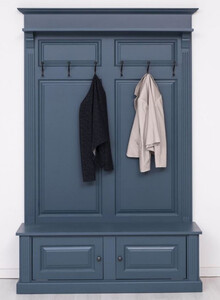 Casa Padrino Landhausstil Massivholz Garderobenschrank Blau 140 x 41 x H. 210 cm - Wand Garderobe - Flur Schrank - Flurm�bel - Garderobenm�bel - Landhausstil M�bel