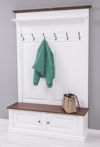 Casa Padrino Landhausstil Massivholz Garderobenschrank Wei� / Dunkelbraun 140 x 41 x H. 210 cm - Wand Garderobe - Flur Schrank - Flurm�bel - Garderobenm�bel - Landhausstil M�bel