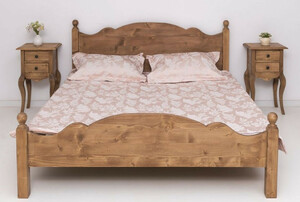 Casa Padrino Landhausstil Massivholz Schlafzimmer Set Braun - 1 Landhausstil Doppelbett & 2 Landhausstil Nachttische - Massivholz Schlafzimmer Mbel - Schlafzimmer Mbel im Landhausstil
