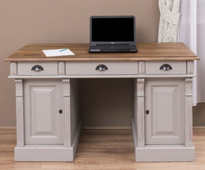 Casa Padrino Landhausstil Shabby Chic Schreibtisch Antik Grau / Braun 140 x 70 x H. 78 cm - Massivholz B�rotisch im Landhausstil - B�ro M�bel - Landhausstil M�bel - Shabby Chic M�bel