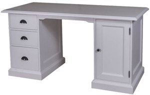 Casa Padrino Landhausstil Massivholz Schreibtisch mit Tr und 3 Schubladen Grau 152 x 70 x H. 78 cm - Brombel im Landhausstil